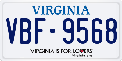 VA license plate VBF9568