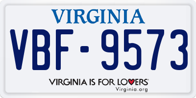 VA license plate VBF9573