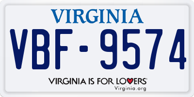 VA license plate VBF9574