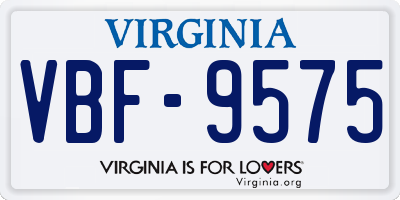 VA license plate VBF9575