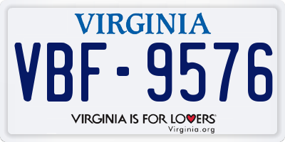 VA license plate VBF9576