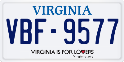 VA license plate VBF9577