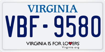 VA license plate VBF9580