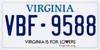 VA license plate VBF9588