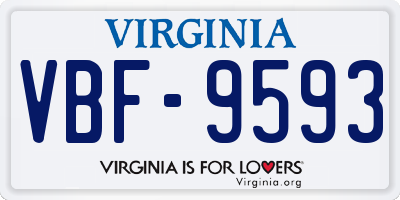 VA license plate VBF9593