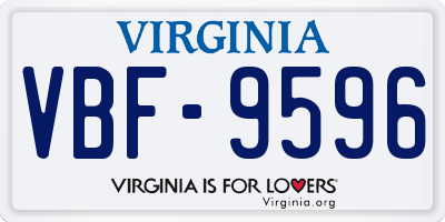 VA license plate VBF9596