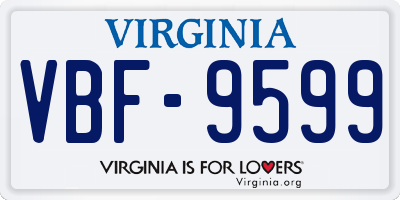 VA license plate VBF9599
