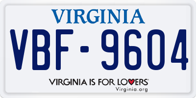 VA license plate VBF9604