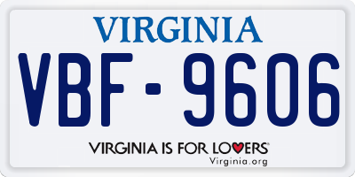 VA license plate VBF9606
