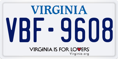 VA license plate VBF9608