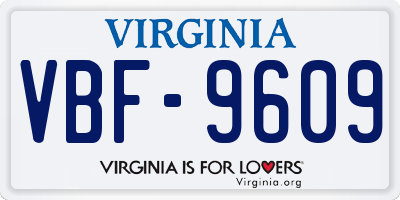 VA license plate VBF9609