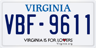 VA license plate VBF9611