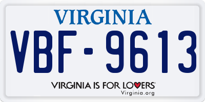 VA license plate VBF9613