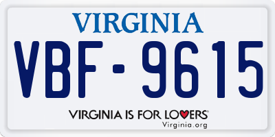 VA license plate VBF9615