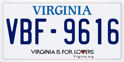 VA license plate VBF9616
