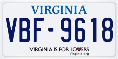 VA license plate VBF9618