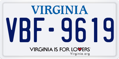 VA license plate VBF9619
