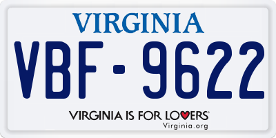VA license plate VBF9622