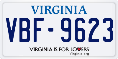 VA license plate VBF9623