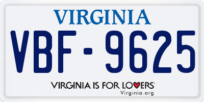 VA license plate VBF9625