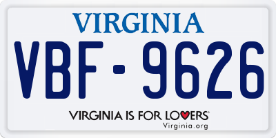 VA license plate VBF9626