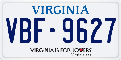 VA license plate VBF9627