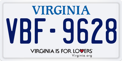 VA license plate VBF9628