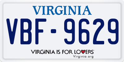 VA license plate VBF9629