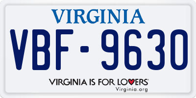 VA license plate VBF9630