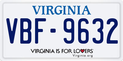 VA license plate VBF9632
