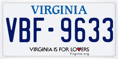 VA license plate VBF9633