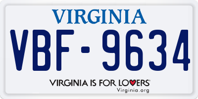 VA license plate VBF9634