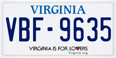VA license plate VBF9635