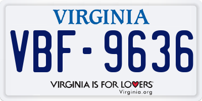 VA license plate VBF9636