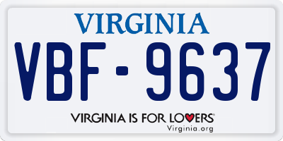 VA license plate VBF9637