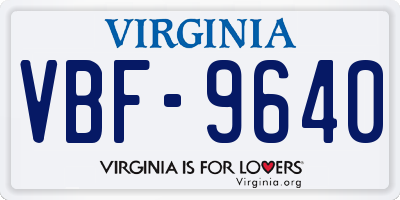VA license plate VBF9640
