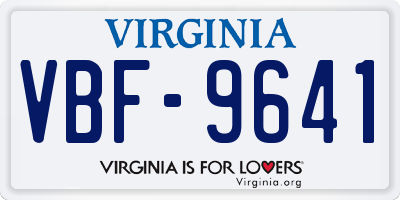 VA license plate VBF9641