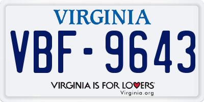 VA license plate VBF9643