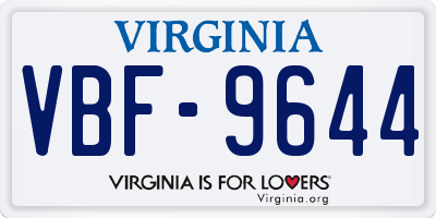 VA license plate VBF9644