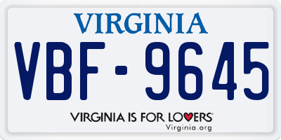 VA license plate VBF9645