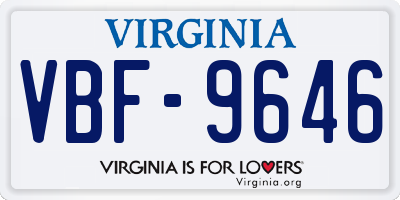 VA license plate VBF9646