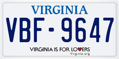 VA license plate VBF9647