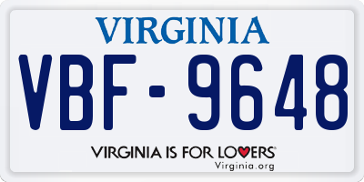 VA license plate VBF9648