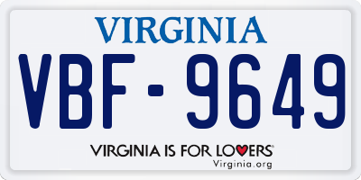 VA license plate VBF9649