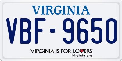 VA license plate VBF9650