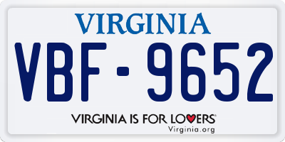 VA license plate VBF9652