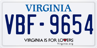VA license plate VBF9654