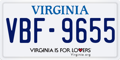 VA license plate VBF9655