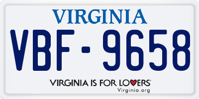VA license plate VBF9658