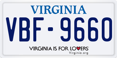 VA license plate VBF9660